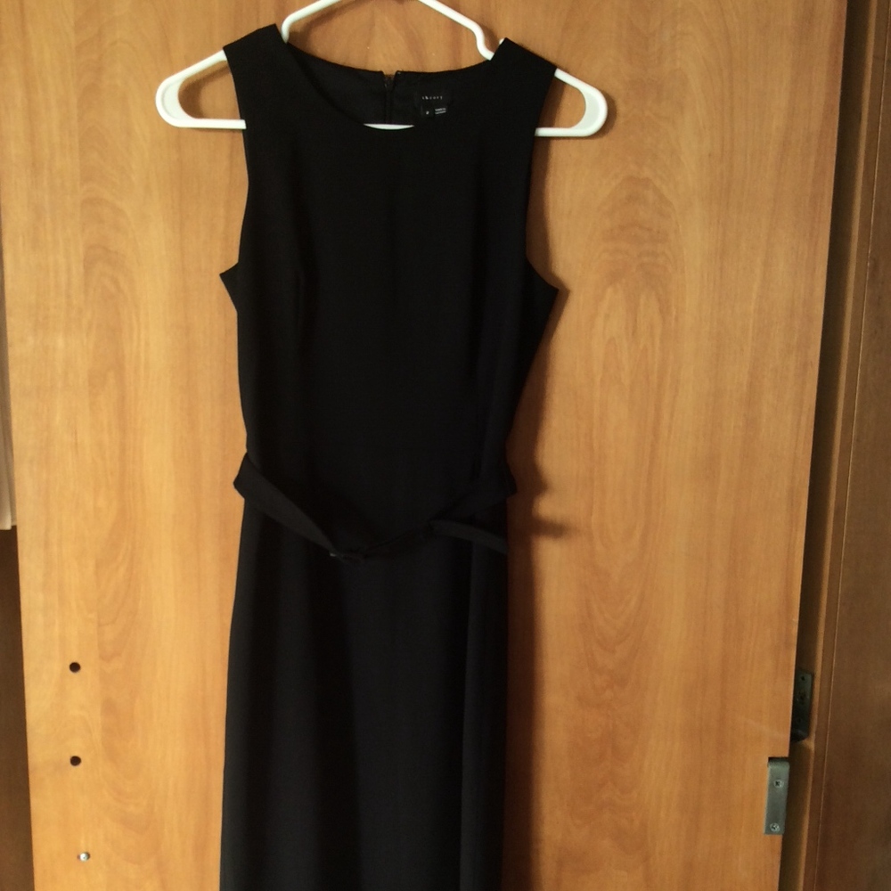 Theory Black Wool Belted Dress EUC Size 2